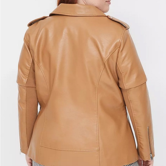 Lane Bryant Women's Tan Leather Jacket - Picture 1 of 2